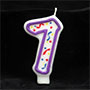 Purple/White Number Candle # 7