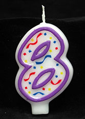 Purple/White Number Candle # 8
