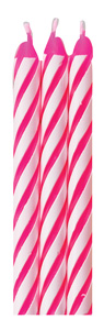 Large Striped Candles - Pink