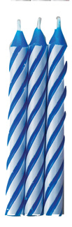 Large Striped Candles - Blue