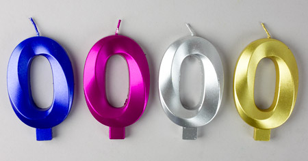 Large Metallic Number Candles Asst. Colors - #0
