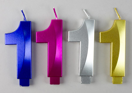 Large Metallic Number Candles Asst. Colors - #1