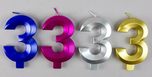 Large Metallic Number Candles Asst. Colors - #3