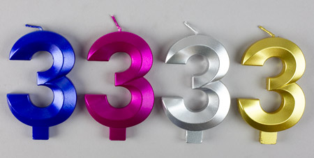 Large Metallic Number Candles Asst. Colors - #3
