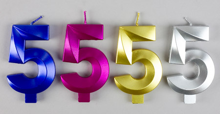 Large Metallic Number Candles Asst. Colors - #5