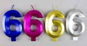 Large Metallic Number Candles Asst. Colors - #6