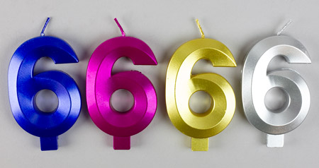 Large Metallic Number Candles Asst. Colors - #6