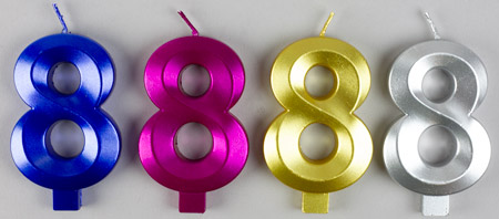 Large Metallic Number Candles Asst. Colors - #8