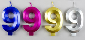 Large Metallic Number Candles Asst. Colors - #9