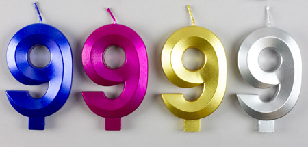 Large Metallic Number Candles Asst. Colors - #9