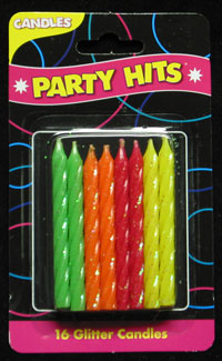 Glitter Candles - Neon Asst