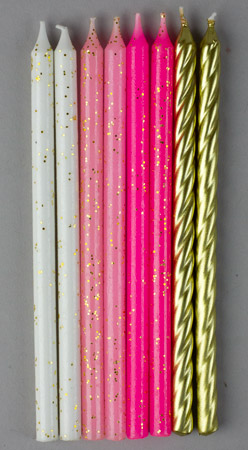Pink Palette Glitter Party Candles - Asst.