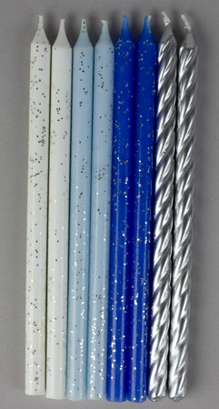 Blue Palette Glitter Party Candles - Asst.