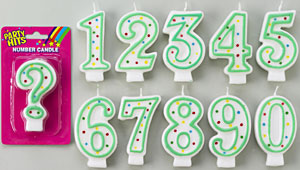 Green/White Number Candle - #2