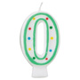 Green/White Number Candle - #0