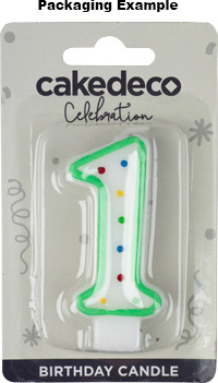 Green/White Number Candle - #4