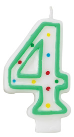 Green/White Number Candle - #4