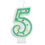 Green/White Number Candle - #5