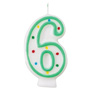 Green/White Number Candle - #6