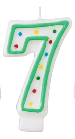 Green/White Number Candle - #7