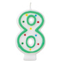 Green/White Number Candle - #8