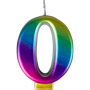 Large Rainbow Metallic Number Candles - #0