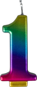 Large Rainbow Metallic Number Candles - #1