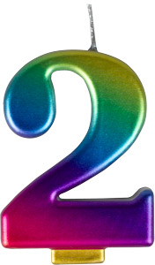 Large Rainbow Metallic Number Candles - #2