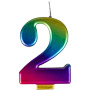 Large Rainbow Metallic Number Candles - #2