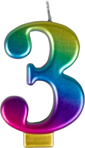 Large Rainbow Metallic Number Candles - #3