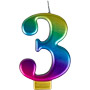 Large Rainbow Metallic Number Candles - #3