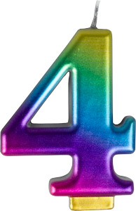 Large Rainbow Metallic Number Candles - #4