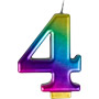 Large Rainbow Metallic Number Candles - #4