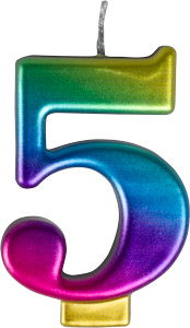 Large Rainbow Metallic Number Candles - #5