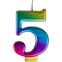 Large Rainbow Metallic Number Candles - #5