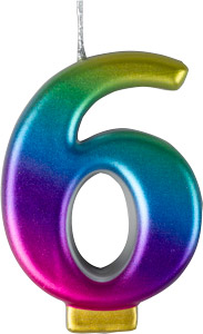 Large Rainbow Metallic Number Candles - #6