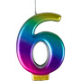Large Rainbow Metallic Number Candles - #6
