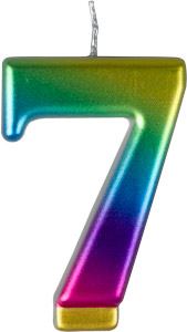 Large Rainbow Metallic Number Candles - #7