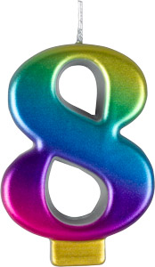Large Rainbow Metallic Number Candles - #8