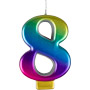 Large Rainbow Metallic Number Candles - #8