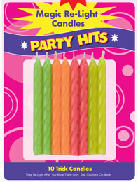 Magic Relight Candles- Neon Asst