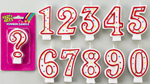 Red & White Number Candle - #2