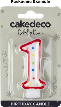 Red & White Number Candle - #0