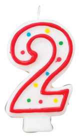 Red & White Number Candle - #2