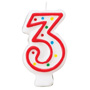Red & White Number Candle - #3