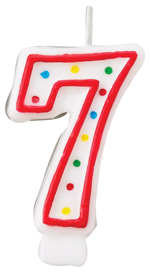 Red & White Number Candle - #7
