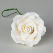 Fancy Gum Paste Rose-Medium-White