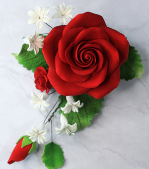 Chantilly Rose Spray - Red