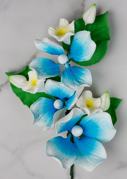 Lace Cap Hydrangea Spray - Blue