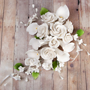 Large Rose & Lily Spray - White